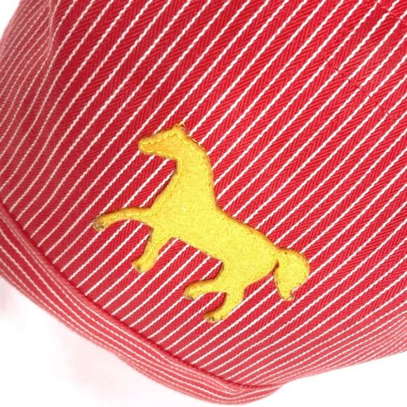 HERMES Sheval Horse Stripe Caval backpack kids bag Backpack Canvas Red/yellow - Picture 6 of 13